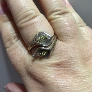 Sterling silver and yellow sapphire lily ring